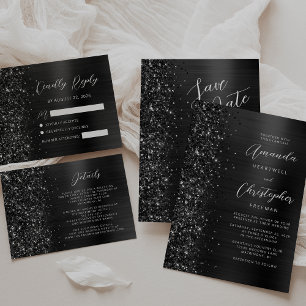 Convites Casamento De Manuscrito Com Glam Black Bruche Meta