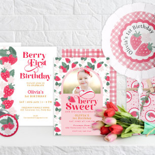 Convites Berry Sweet Strawberry primeiro aniversario Party 