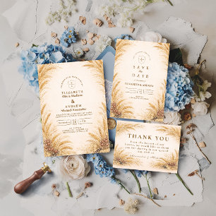 Convites Casamento Rústico em Campo de Trigo Antigo