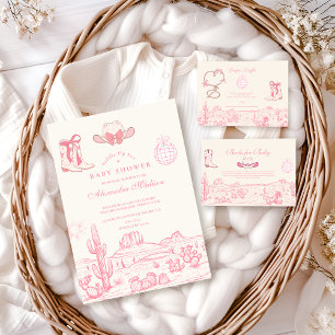 Cartão De Informações Registro de Chás de fraldas da Disco Cowgirl