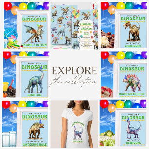 Convites Festa Como Um Dinossauro Divertido E Balões Bonito