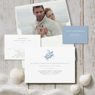 Adesivo Casamento de Praia Watercolor Seacavalo Azul