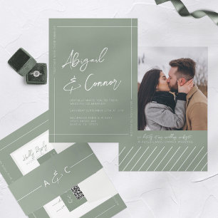 Convite à Caligrafia Verde Sage Moderna