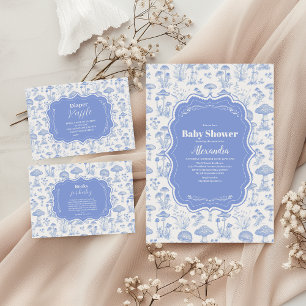 Cartão De Informações Toile De Jouy Mushroom Woodland Diapper Raffle