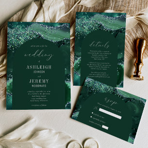 Convites Casamento do Arco do Emerald Green Glitter
