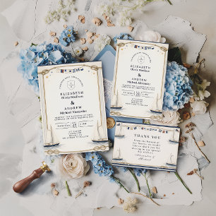 Cartão De Agradecimento Casamento à Beira-Mar com Vela Clássica