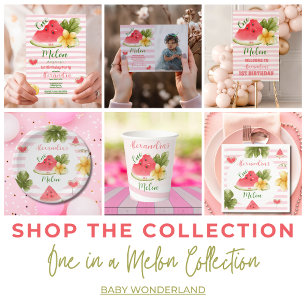 Convites Foto Watercolor 1 num primeiro aniversário do Melã