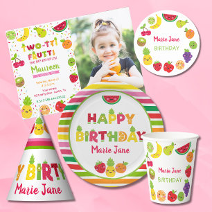 Convites FOTO DO segundo aniversário Twotti frutti