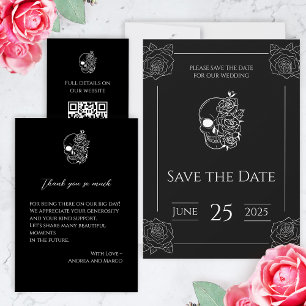 Convite para casamento gótico de tatuagem branca e