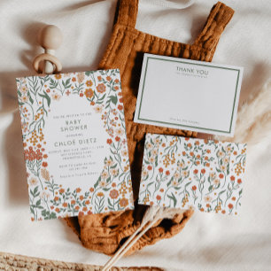 Convites Chá de fraldas Floral Moderno para Groovy