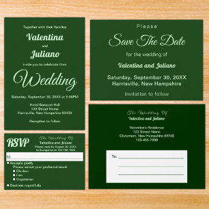 RSVP de casamento verde escuro minimalista