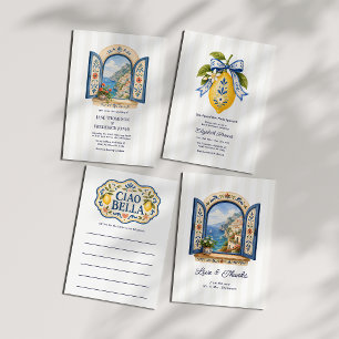 Cartão De Agradecimento Costa Amalfitana Janela Italiana Casamento Mediter