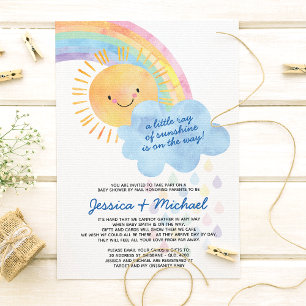 Convites Watercolor Sunshine e Rainbow Birday