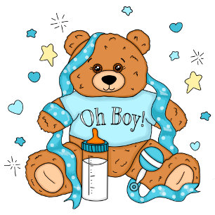 Convites Chá de fraldas do Urso Vermelho do Menino Azul