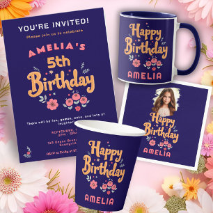 Convites Aniversário de Menina com Flores e Letreirismo Fof