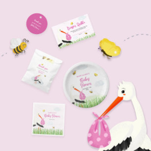 Convites Rustic Stored with Bee & Butterfly Girl Chá de fra