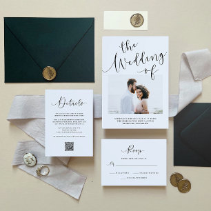 Cartão De Informações Elegante Romance   Código QR para Detalhes do Conv