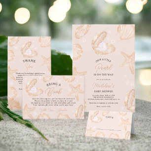 Convites Chá de fraldas de pérolas de verão bonito