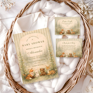 Convites Chá de Bebê Animais da Floresta Rústica