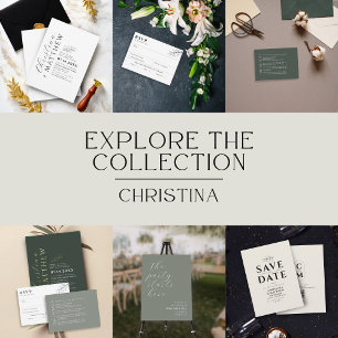 Convites Casamento de Sábio Verde Minimalista Moderno