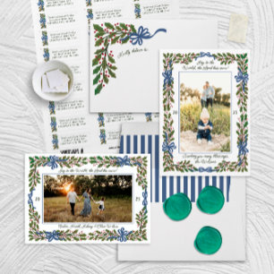 Papel De Presente Green Holly Garland com Natal de Arcos Vermelhos