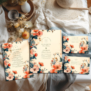 Cartão RSVP Elegante Floral Art Nouveau Wedding