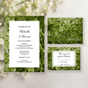 Green Annabelle Hydrangea Floral Wedding RSVP