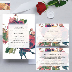 Convites Rosas Antigos Vintage Bohemian Invitation