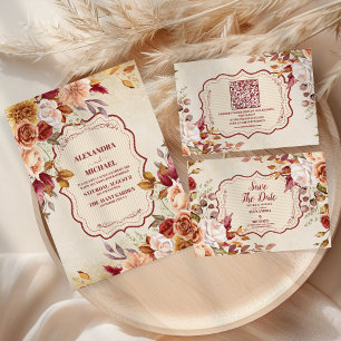 Cartão De Agradecimento Foto Rust Terracotta Flores Queimadas Casamento La