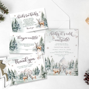 Convites Querida, é frio lá fora, veados, Chá de fraldas má