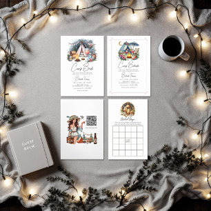 Convites Itinerário do Fim de Semana da Noiva do Campo Chic