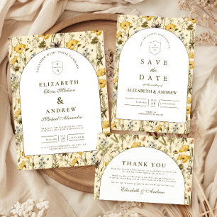 Cartão De Agradecimento Arco Floral Atemporal de Casamento