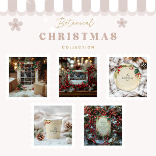 Cartão De Festividades Foto Clássica Holly Berry Festa de Natal