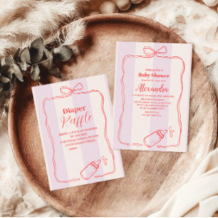 Cartão De Informações Arco de fita colada rosa Raffle