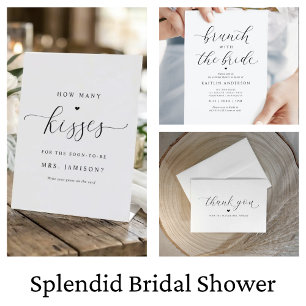 Convites Caligrafia Romântica Elegante do Chá de panela de 