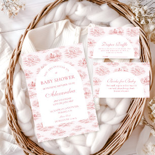 Convites Chá de Bebê Toile Rosa Elegante