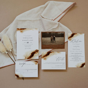 Convites JAYLA  Ferrugem Watercolor Casamento do Deserto do