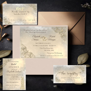 Convites Placa RSVP de Quadro Dourado Elegante