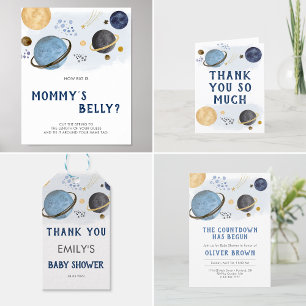 Adesivo Galáxia de Planetas Espaciais Exteriores Azuis-Con