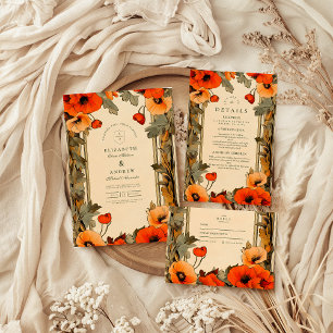 Convites Arte Floral Decorativa Nouveau Casamento Poppy