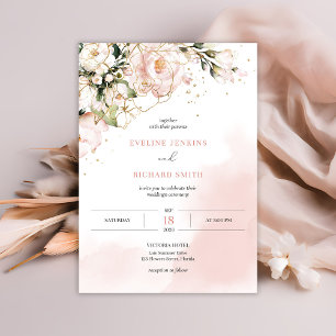 Programa Boho Cerimônia de Casamento de Rosas Florais Rosa-