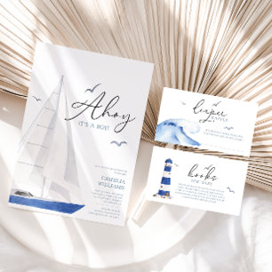 Adesivo Mínimo Náutico Chá de fraldas Ahoy Boy