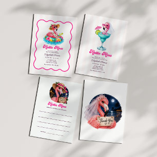 Cartão De Agradecimento Festa de Solteira de Flamingo Rosa Quente Foto
