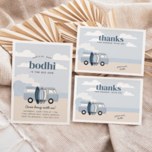 Cartão De Agradecimento O grande aniversário do Surf de praia dos meninos