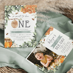 Convites Festa de aniversário de Foto do Tema da Abelha do 