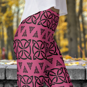 Legging Padrão Tribal Vermelho Escuro e Preto