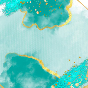 Convites Agate Teal e Dourado Casamento Geométrico de Lobra