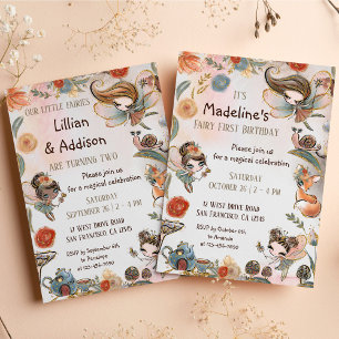 Convites Brunette Fairy Birthday Encantada Forest Party