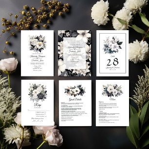 Convites Casamento Floral Negro e Branco