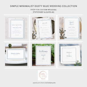 Cartão De Informações Quadro branco de Recepção de casamento azul simple